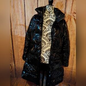 Molly Bracken Shiny Black Puffer Jacket